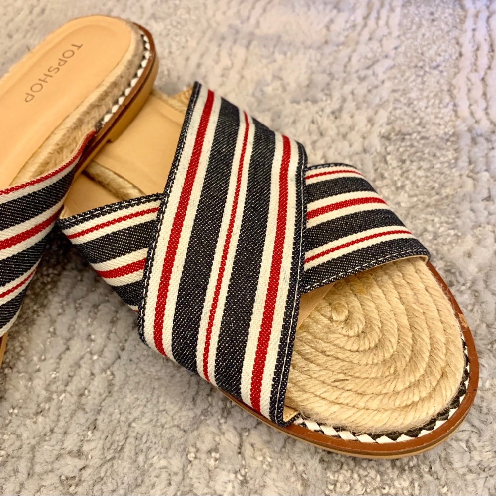 Topshop Red Blue Cross Espadrille Beachy Sandal 8 - Picture 6 of 8